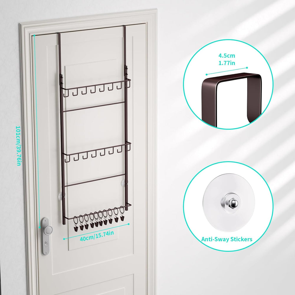 HapiRm Over Door Hat Rack - 3 Tier Wall Mounted Hat Organizer with 16 Hooks a...