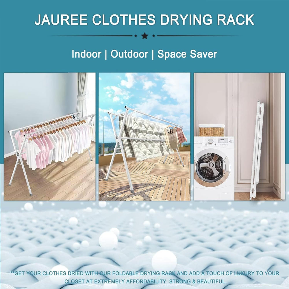 JAUREE 95 Inches Clothes Drying Rack, Drying Rack Clothing Folding Indoor Out...