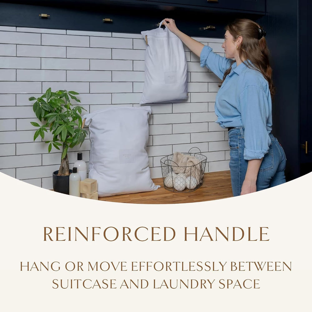 Hayden Hill Luxury Organic Cotton Travel Laundry Bags, Small & Large 2 Pack