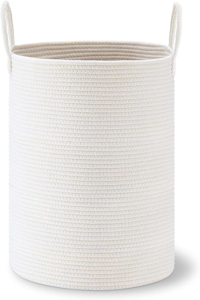 VIPOSCO Large Laundry Hamper, Tall Woven Rope Storage Basket