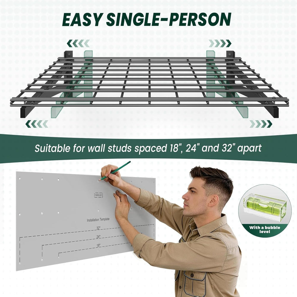 2-Pack 2x6ft Garage Shelving, Heavy Duty Wall Mounted, 1400lbs Load