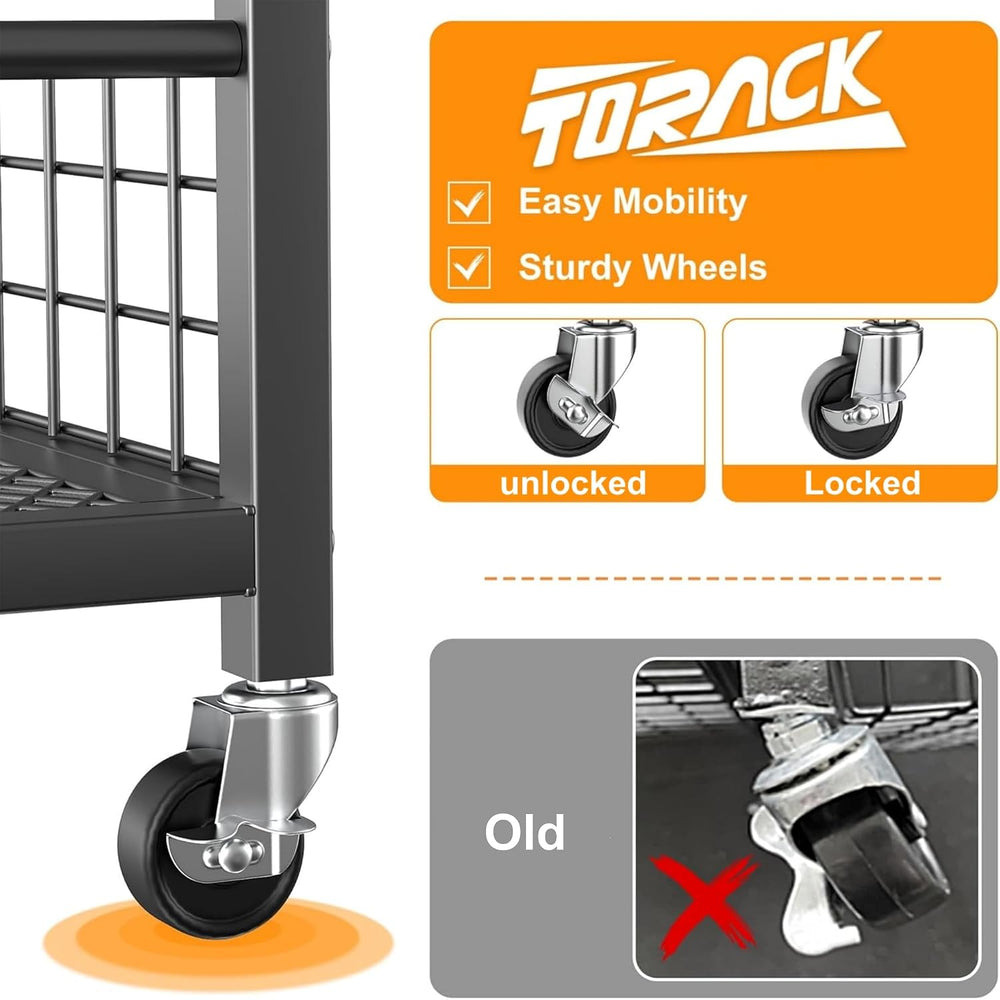TORACK Garden Tool Stand with Wheels, Rakes Shovels Holder Yard Tools Organiz...