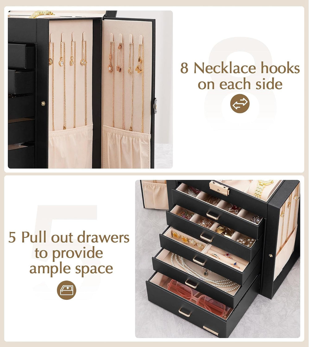 Homde Jewelry Box Large for Women: 6 Layers Organizer with 5 Drawers