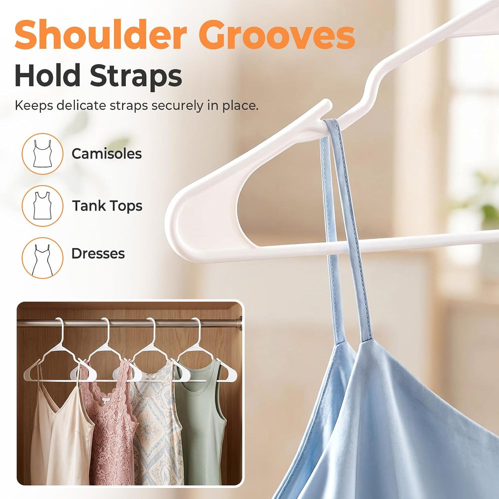 HOUSE DAY White Plastic Hangers 100 Pack, Slim Space Saving Clothes Hangers