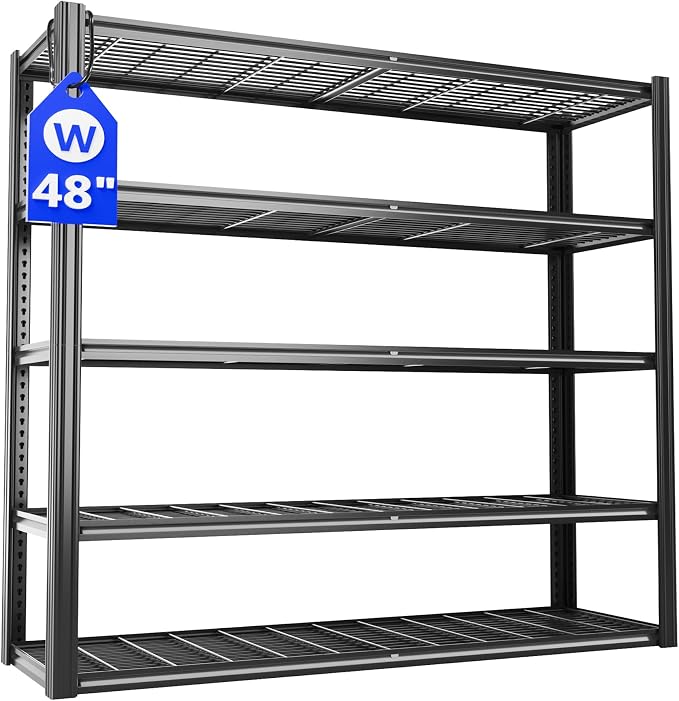 48" W Metal Garage Shelving 5 Tier Storage Shelves Heavy Duty 3030LBS