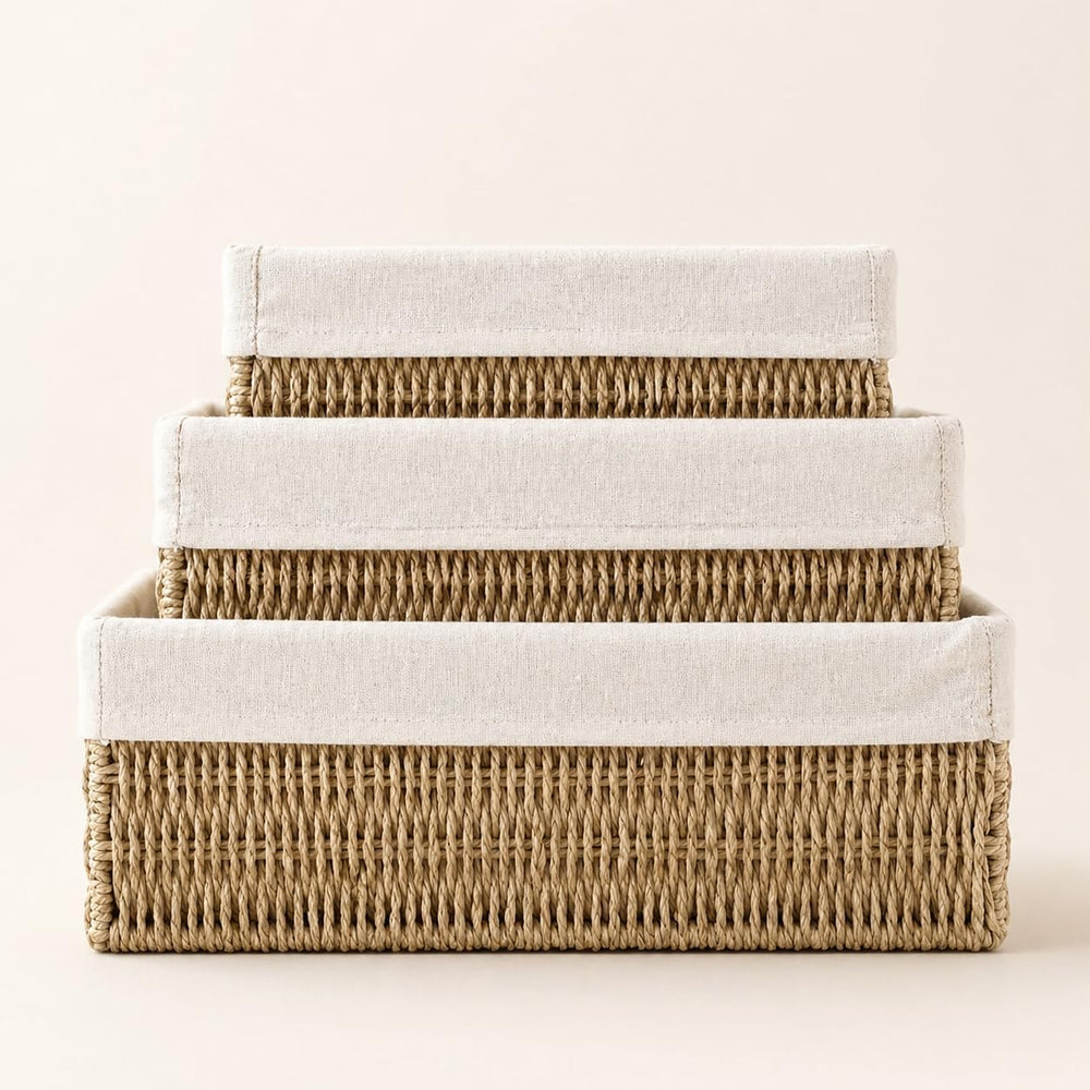 Large Woven Storage Baskets Set of 3, Shelf & Closet Bins