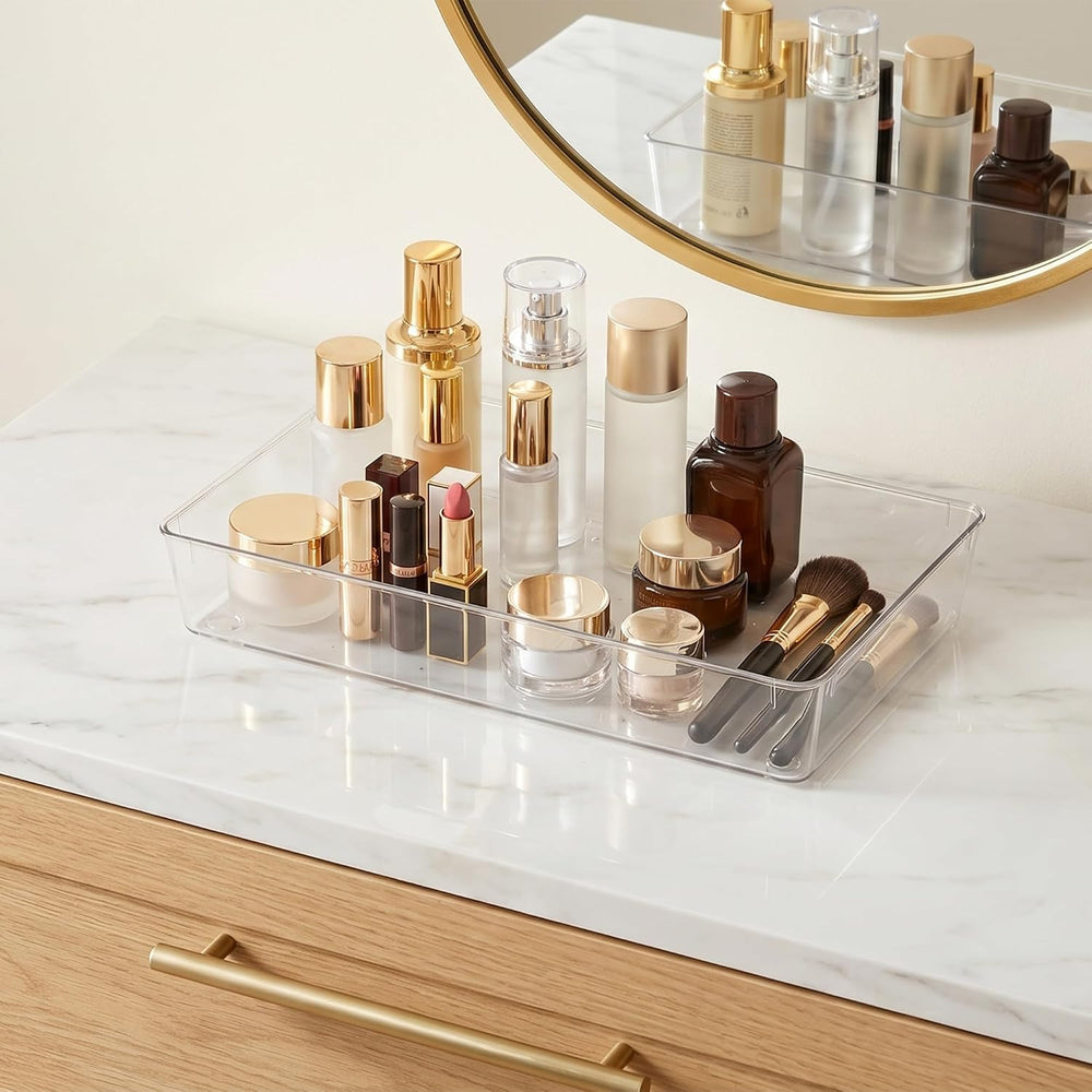 8 Pcs Large Clear Plastic Drawer Organizer,12"x6" Vanity Organizer