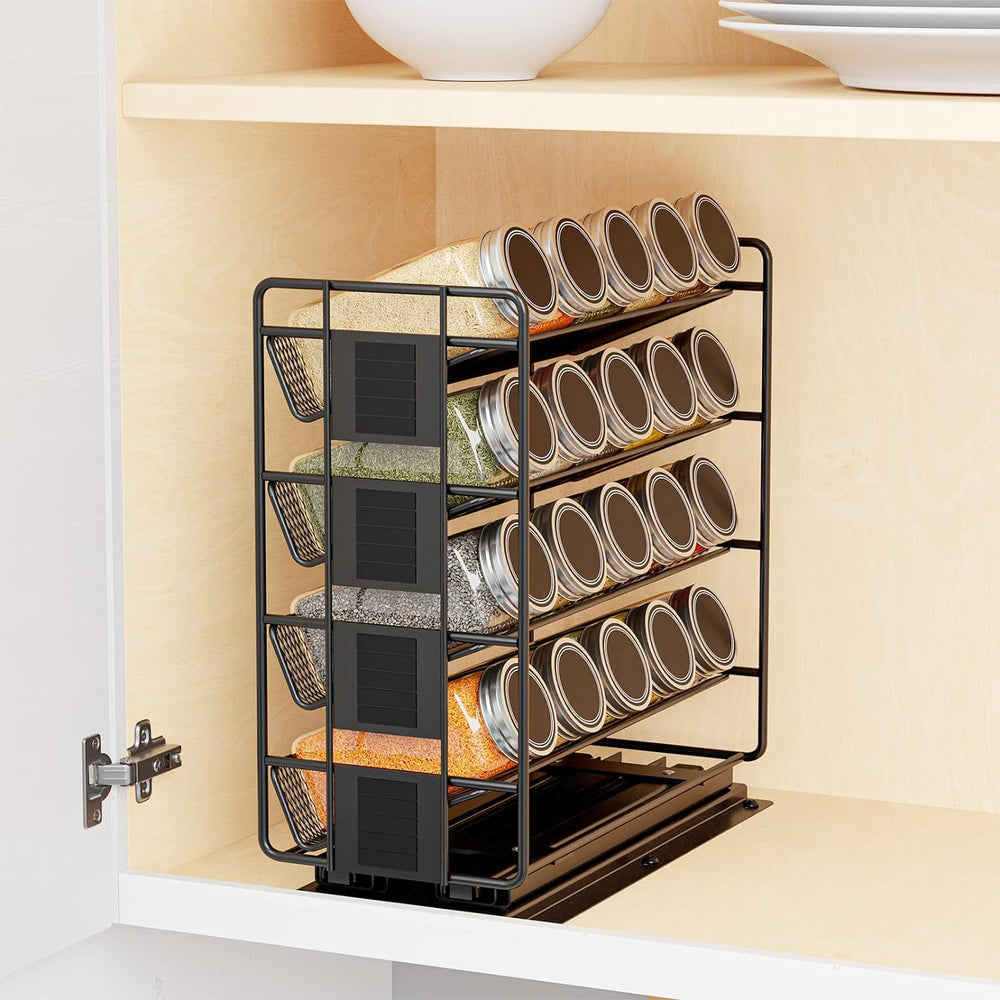 SpaceAid Pull Out Spice Rack Organizer with 20 Jars, Heavy Duty Slide Out Sea...