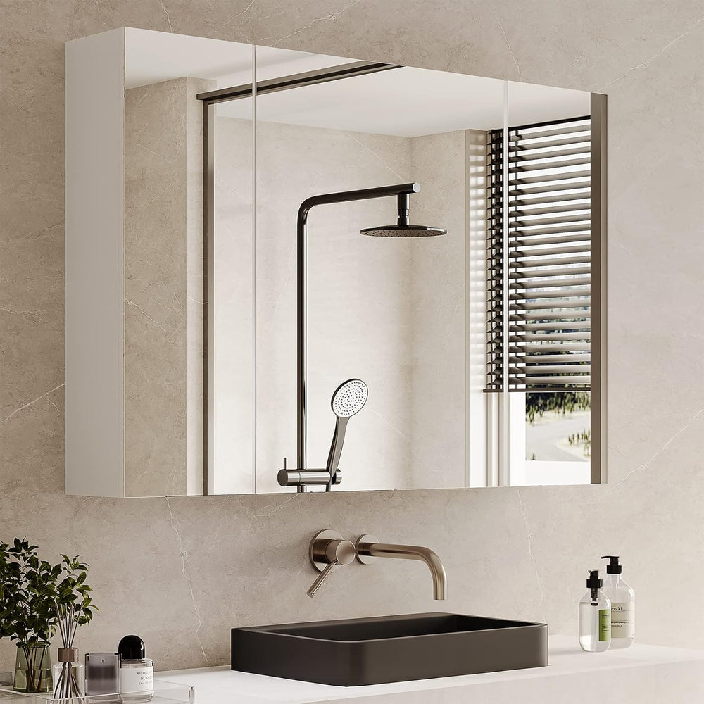 Medicine Cabinets Bathroom Mirror Cabinet with 3 Door 31.5x23.6 Inch Bathroom...