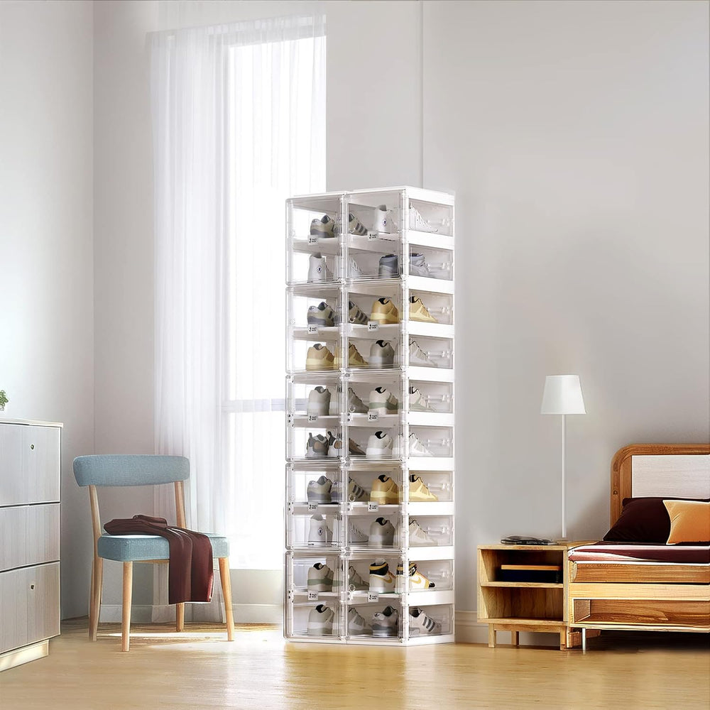 ANTBOX Foldable Shoe Rack,Shoe Organizers for Closet Plastic Shoe Storage Box...