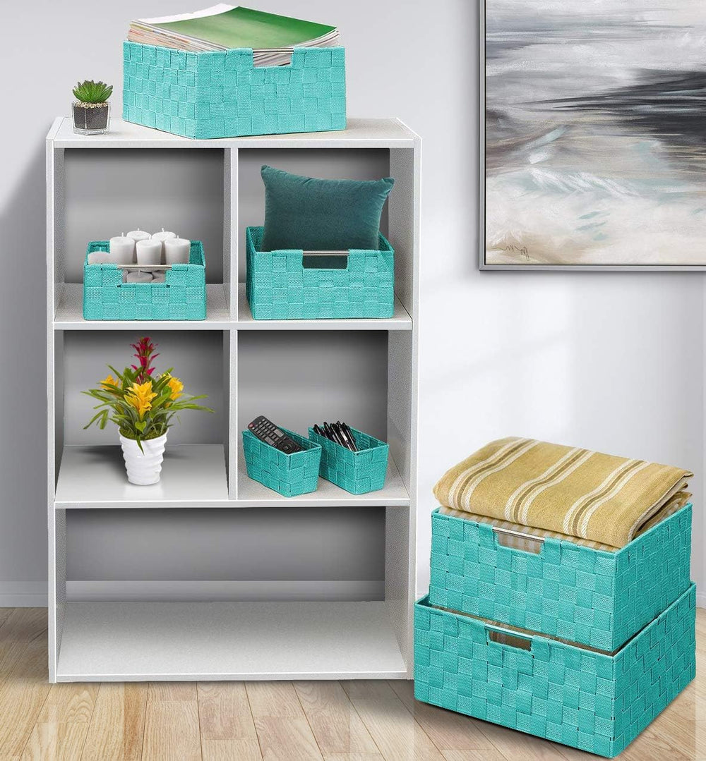 Sorbus Baskets for Organizing, 7-Piece Hand-Woven Storage Set (Aqua)