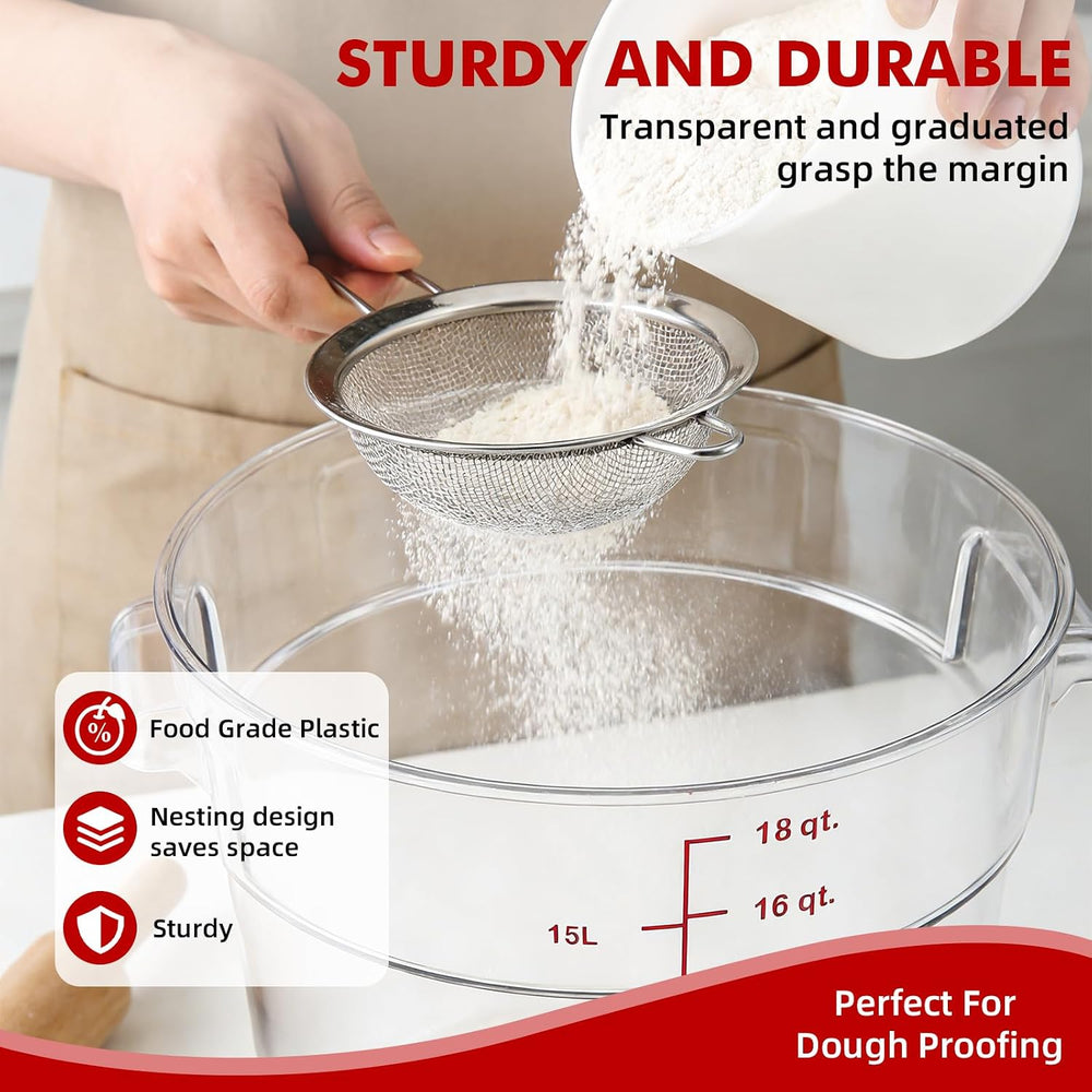 2 Pack Square Food Storage Container With Lid,12-22 Quart Commercial Storage ...