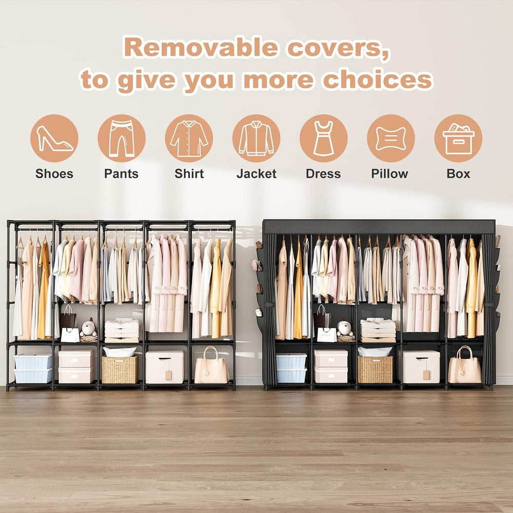 Portable Closet Storage, Portable Wardrobe Closet Organizer Clothes Rack wtih...