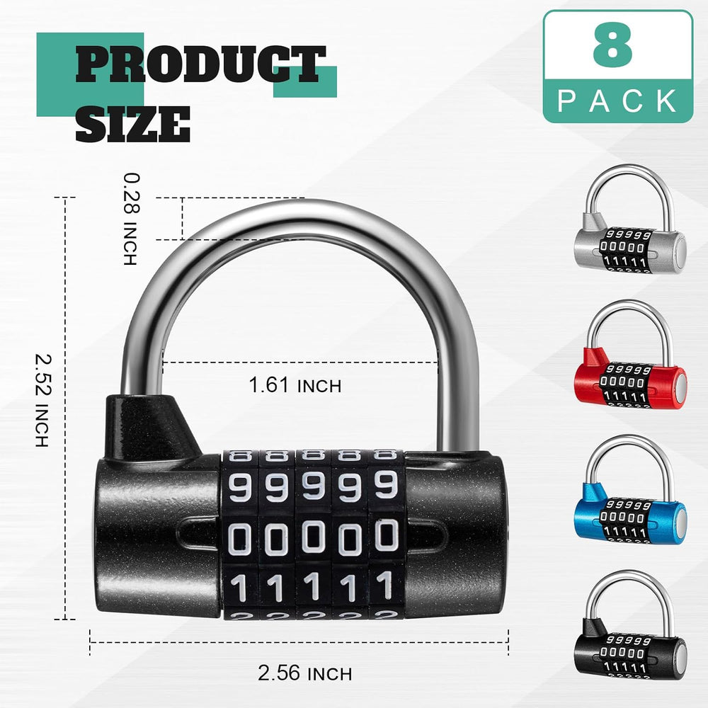 Shimeyao 8 Pcs 5 Combination Lock Metal 5 Digit Lock Heavy Duty Word Gym Lock...