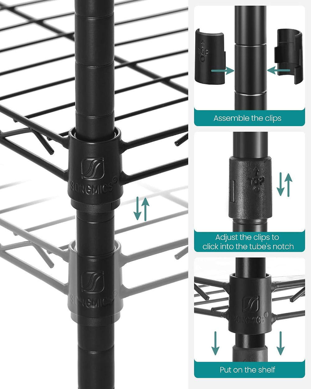 SONGMICS 5-Tier Bathroom Shelf, Storage Rack for Small Space