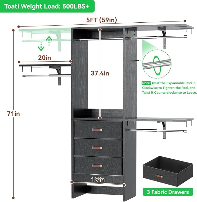 Armocity 5FT Small Closet System