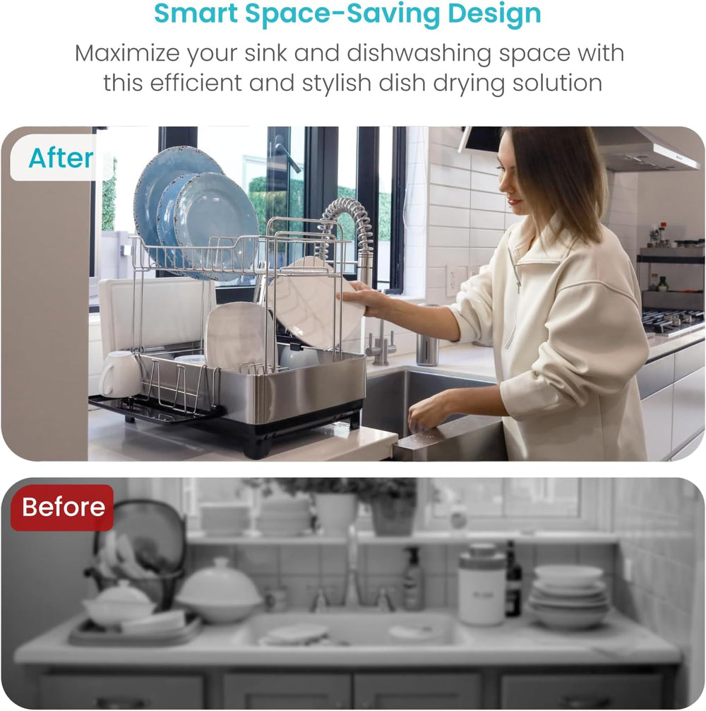 Home Zone Living Dish Drying Rack for Kitchen Counter with 2-Tiers