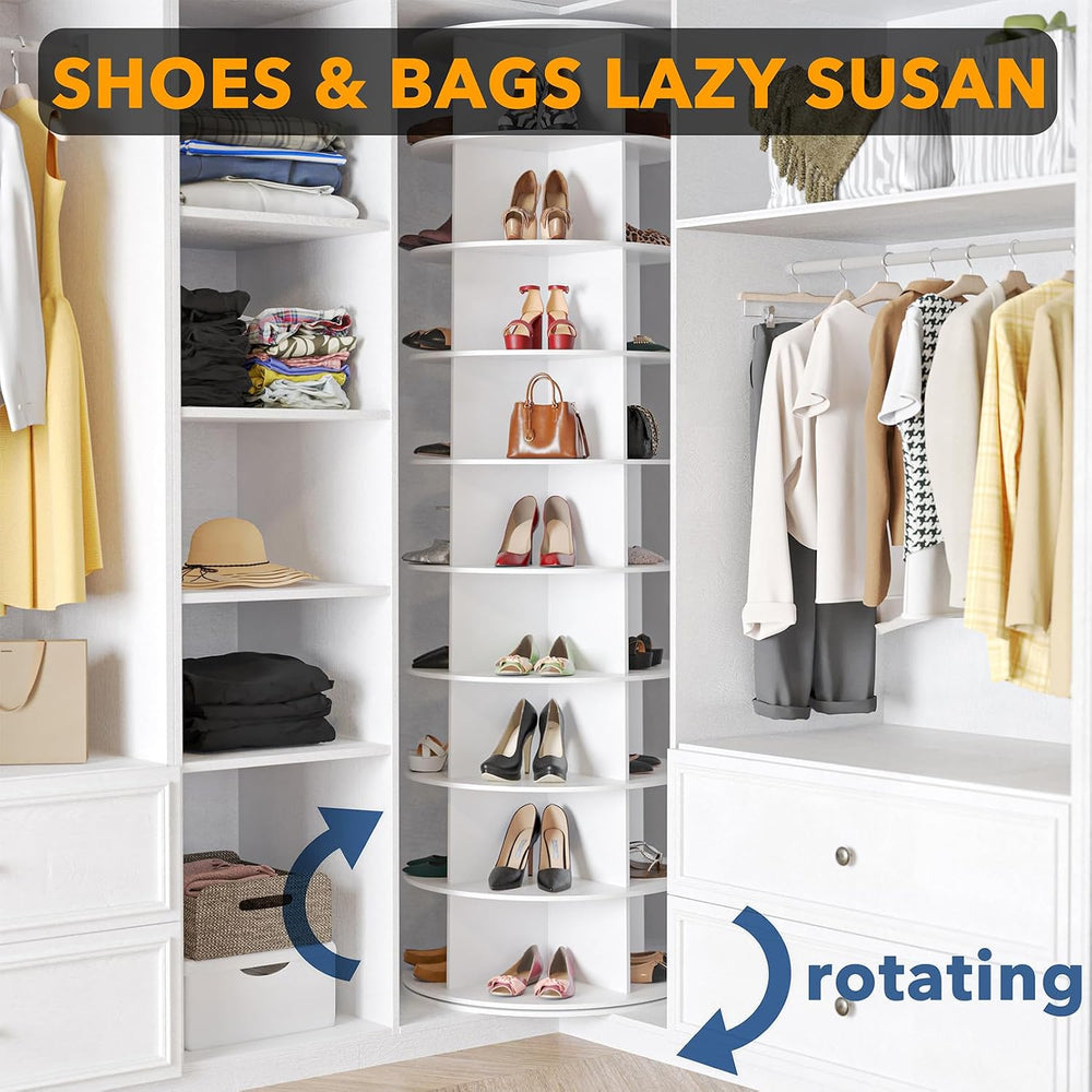 SpaceAid 9 Tier Rotating Shoe Rack Tower, Spinning Shoe Display Lazy Susan, R...