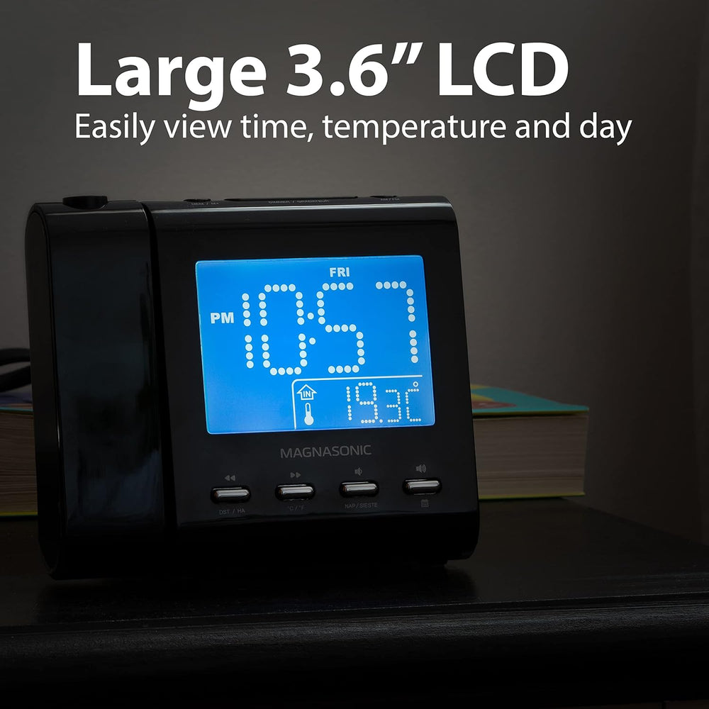 Magnasonic Projection Alarm Clock with AM/FM Radio, Battery Backup, Auto Time...