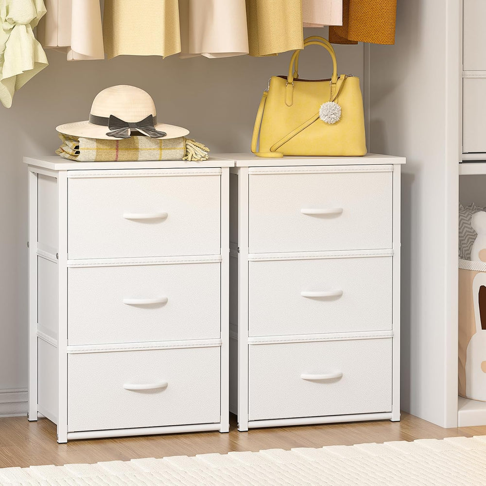2-Pack Stackable Storage Drawers (6 Drawers Total), White Closet Drawers Orga...