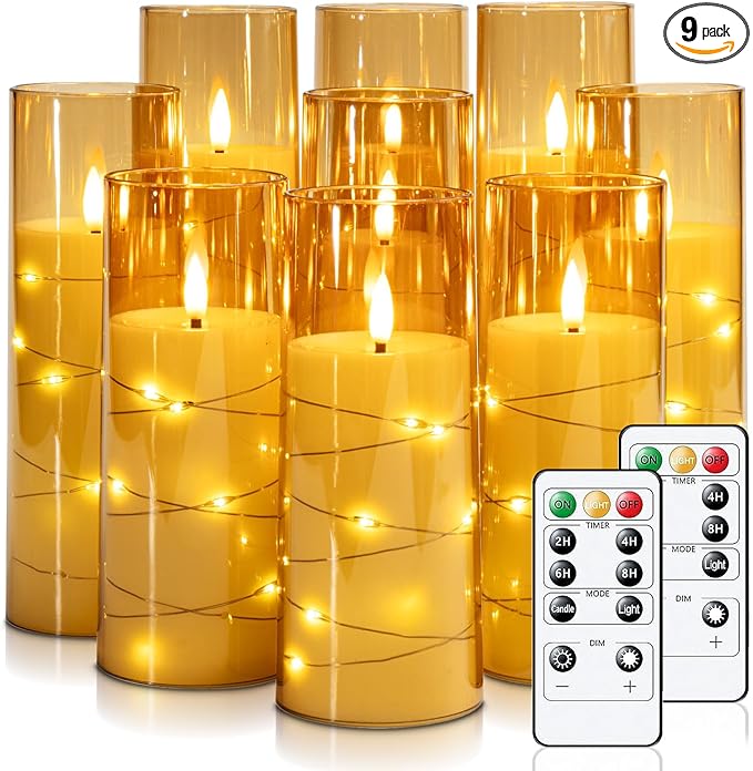 Raycare Flameless Candle with Remote Timer – 9 Flickering Acrylic Battery Ope...