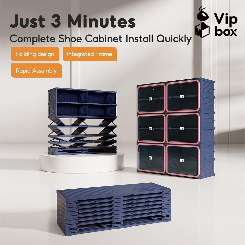 Vipbox No-Assembly Shoe Organizer, Foldable Shoe Storage Cabinet with Reinfor...
