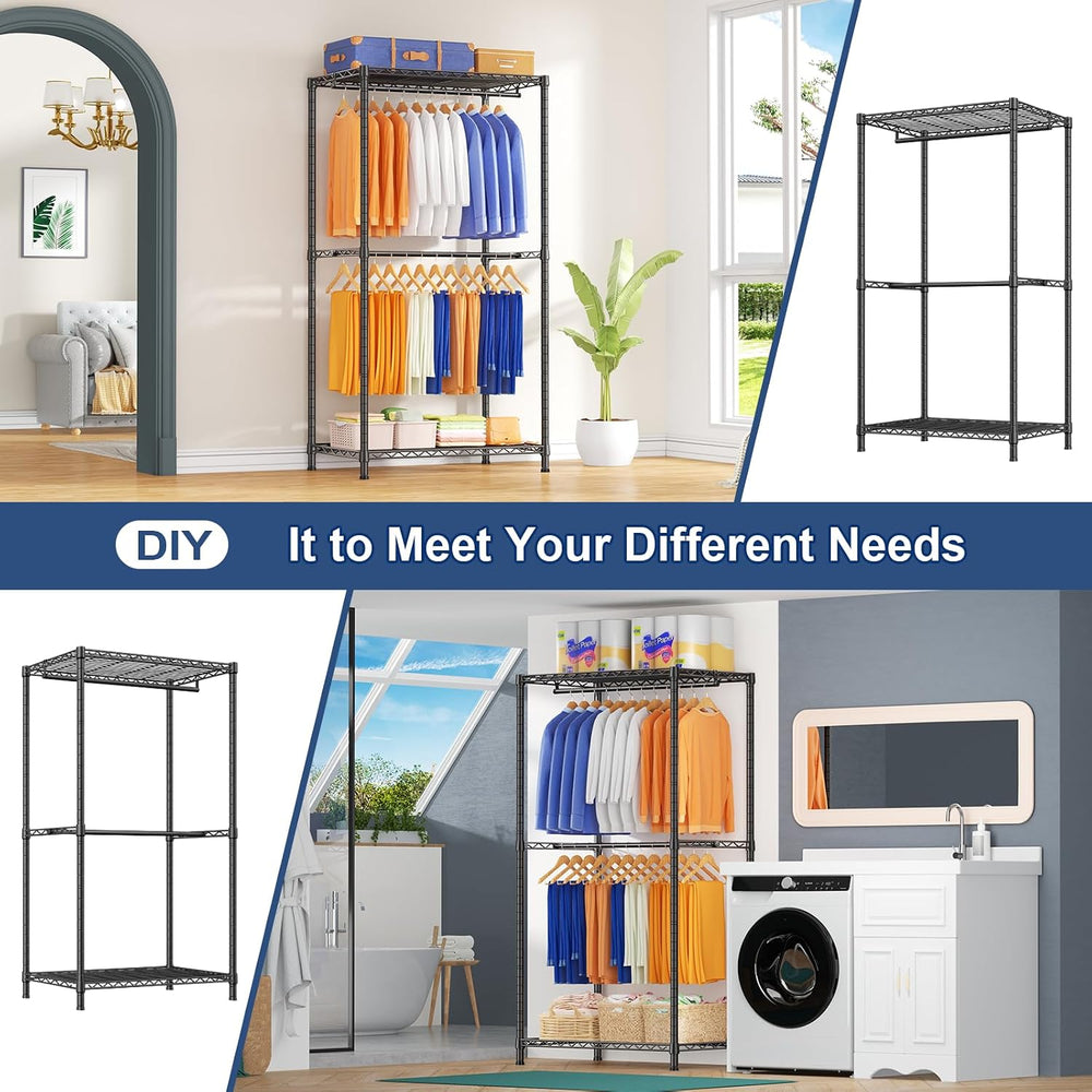 Ulif E12 Pro Clothes Rack，Heavy Duty Freestanding Garment Rack with Shelves，M...