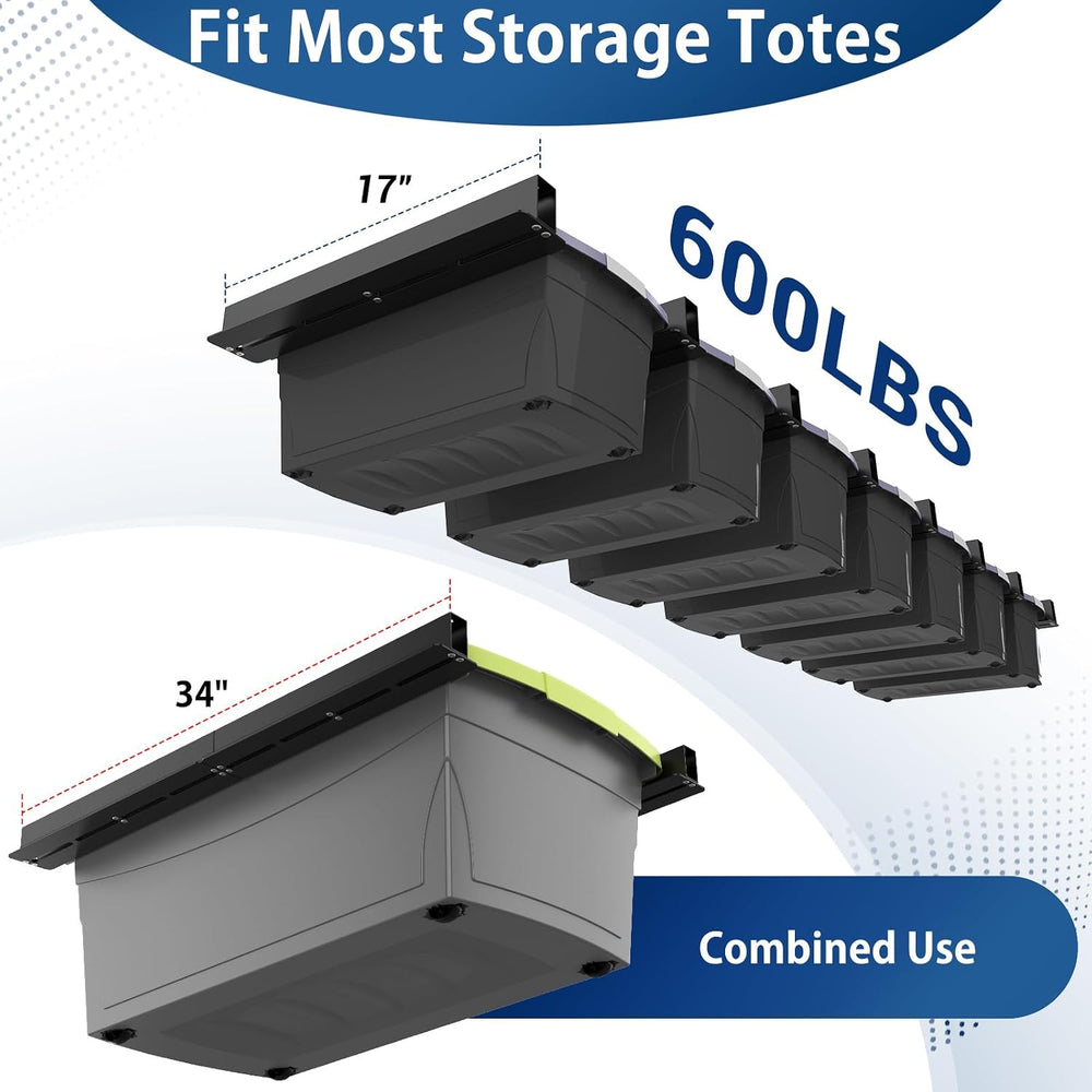 Overhead Garage Storage Rack, 17 Inch, 8 Sets for 7 Bins