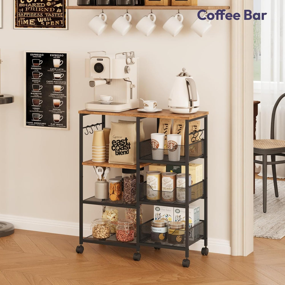 Kitchen Island Cart on Wheels - 4 Tier Rolling Kitchen Table Cart with Storag...