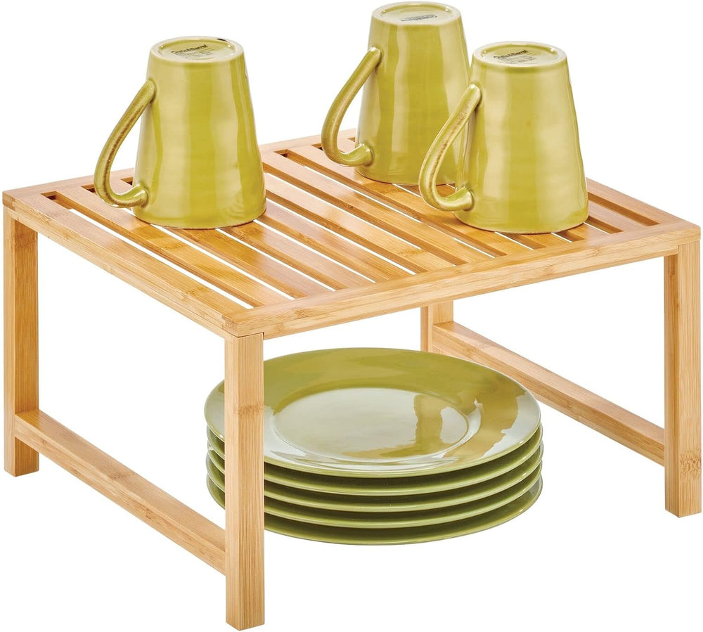 mDesign Wooden Stackable Storage Shelf - Food and Kitchen Organizer for Cabin...