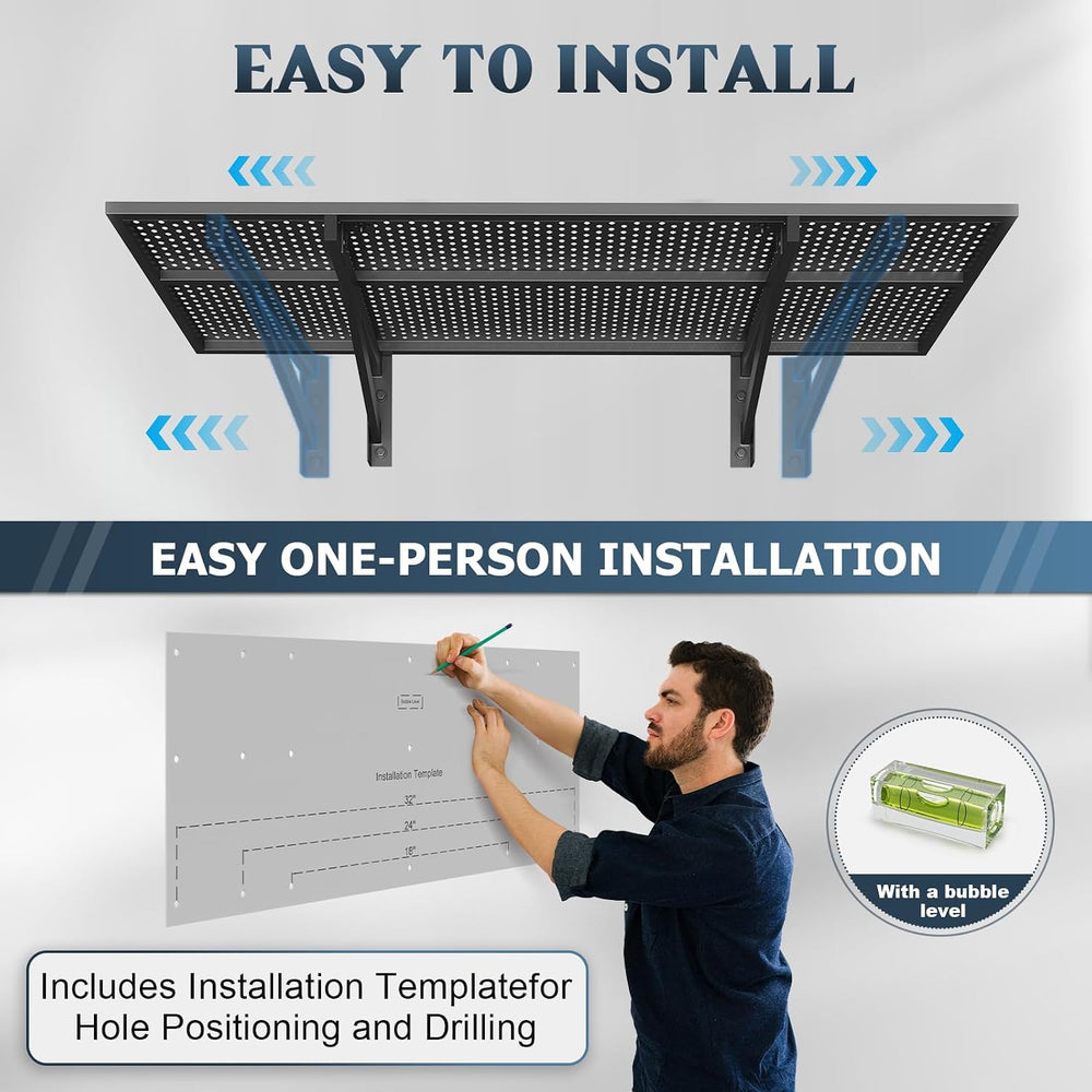 2 Pack Garage Wall Shelving, 1.5x4ft, 700LBS Integrated Wall Shelves