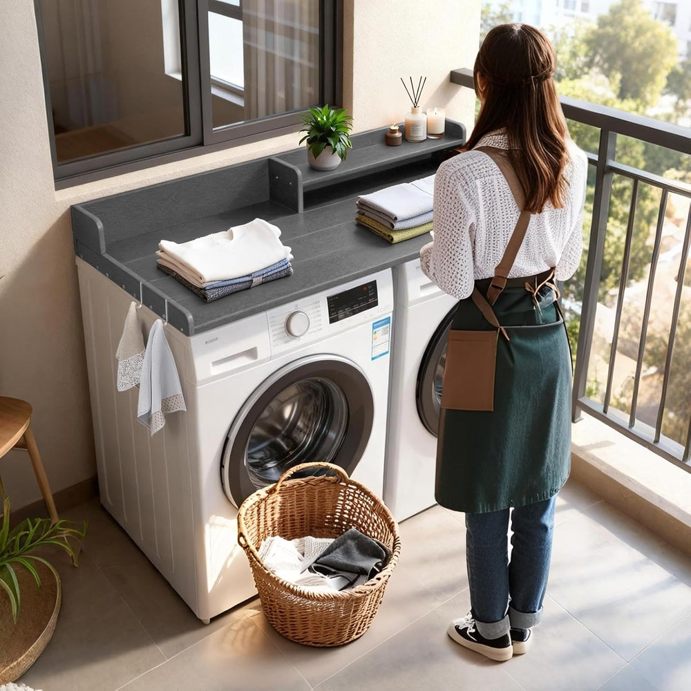 Washer Dryer Countertop with Shelf, HDPE 2-Tier Laundry Topper