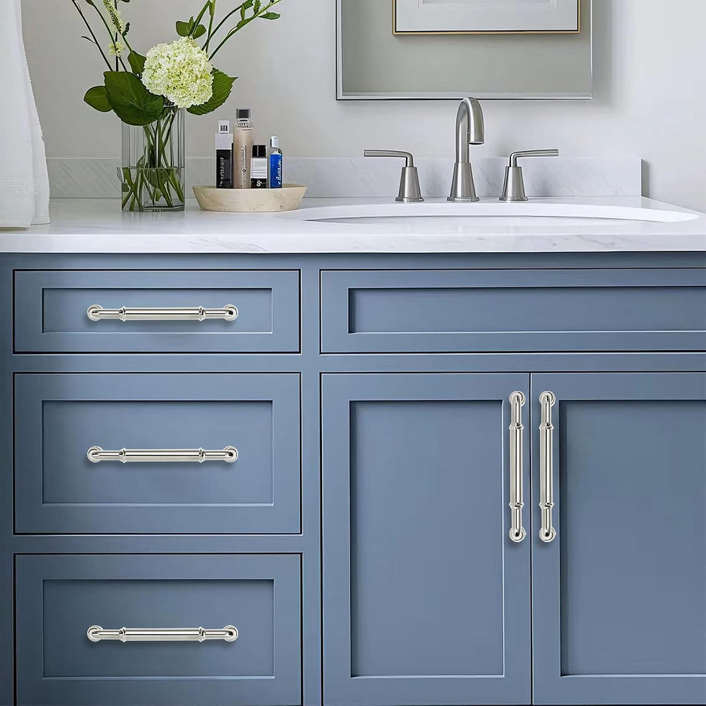 khtumeware 10 Pack Heavy Duty 3" Vibrant Polished Nickel Cabinet Pulls