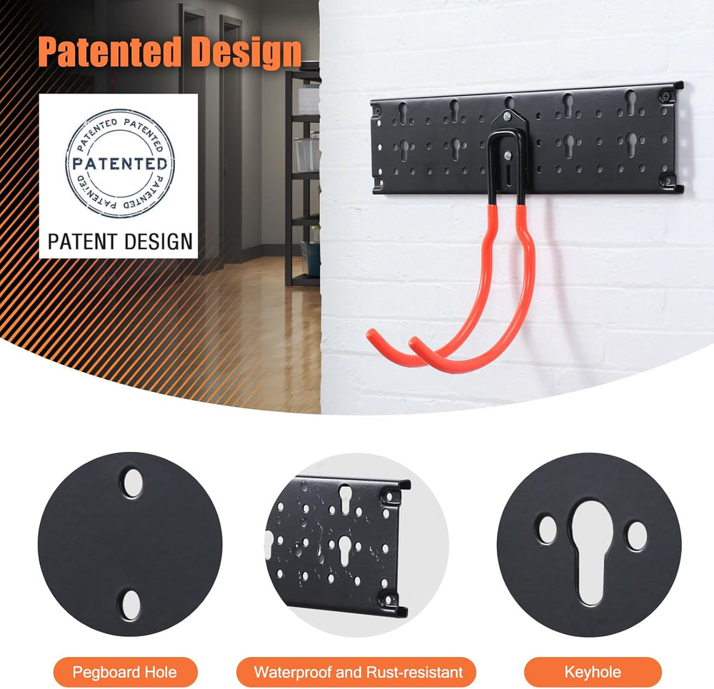 Multi-Storage Garage Hooks, Wall-Mounted Garden Tool Organizer
