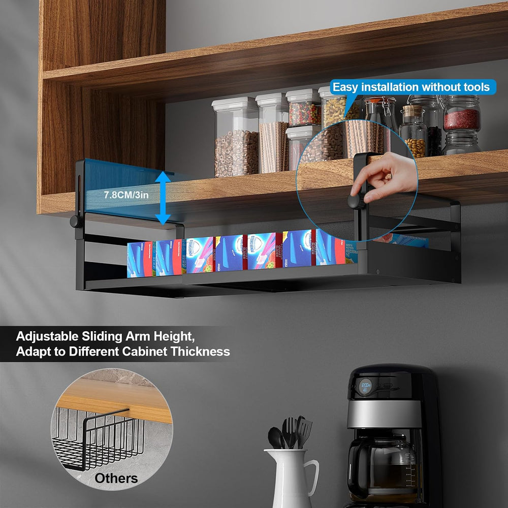 2Pack Expandable Under Shelf Storage Basket Organizer,Black