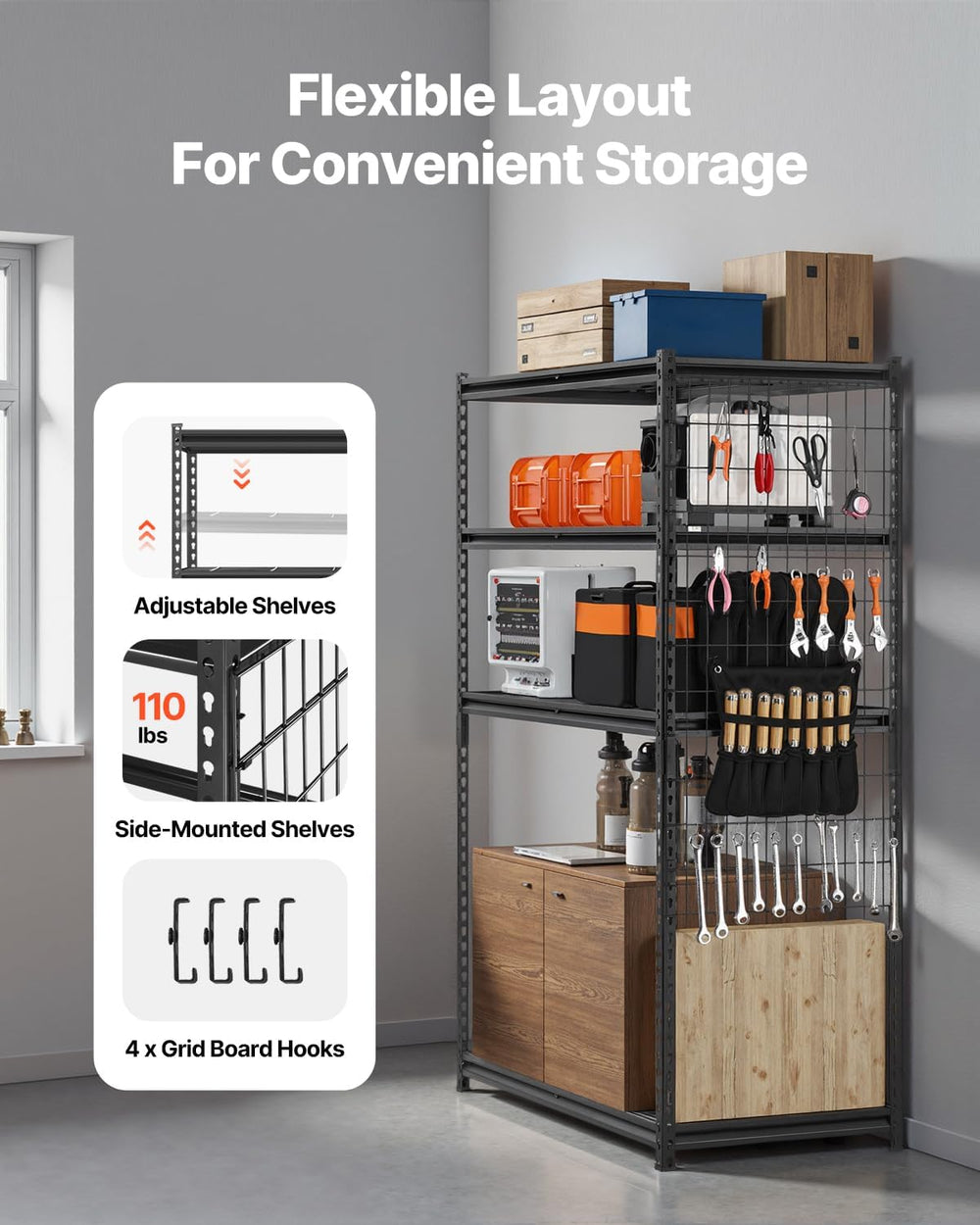VEVOR Storage Shelving Unit, 5-Tier Adjustable, 2000 lbs Capacity, Heavy Duty...