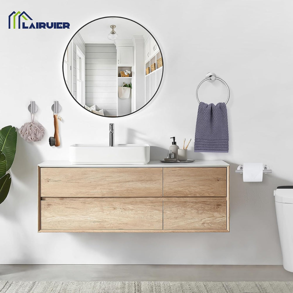 Brushed Nickel Bathroom Hardware Set, Toilet Paper Holder, Towel Ring Hooks