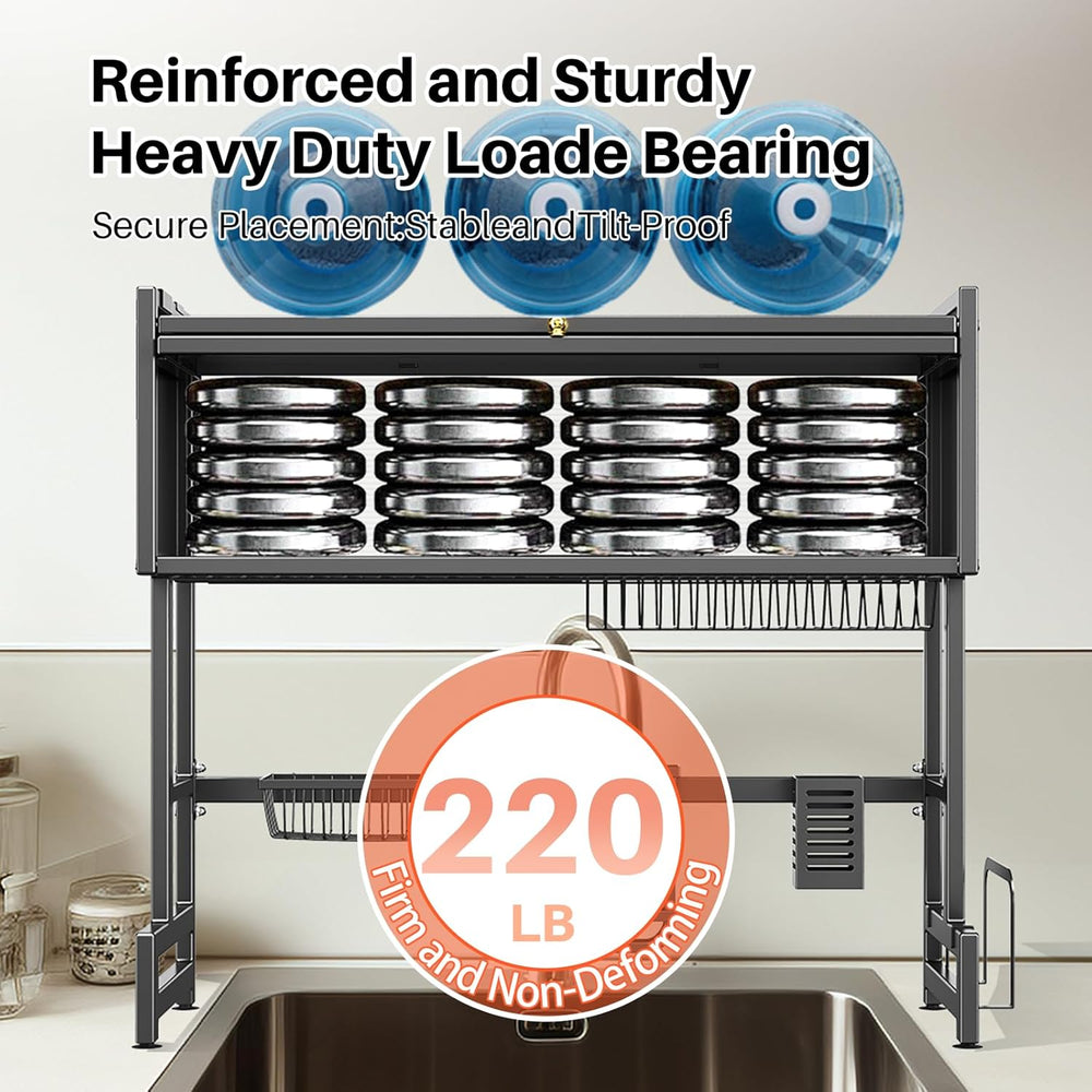 Over The Sink Dish Drainer Drying Rack 3 Tiers with Cover, Keep Kitchen Sink ...