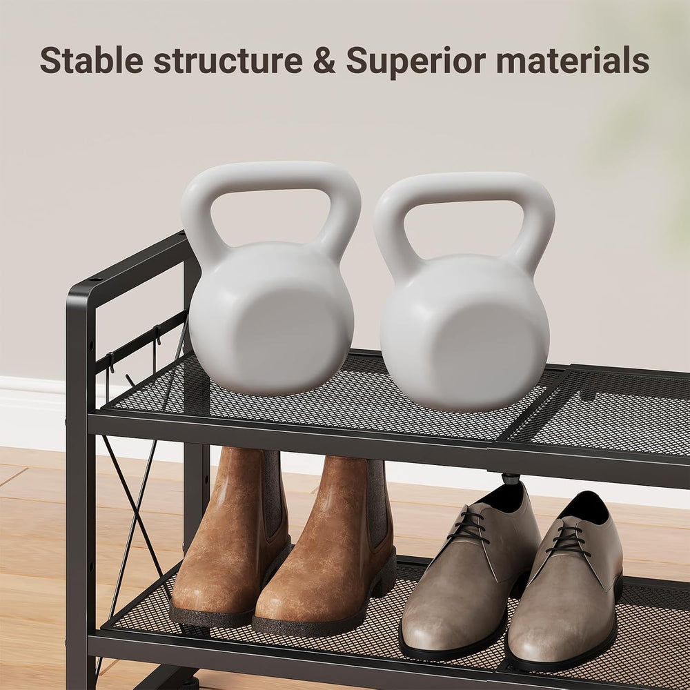 ELYKEN Shoe Rack, 4-Tier Expandable Shoe Organizer, Shoe Shelf for Closet