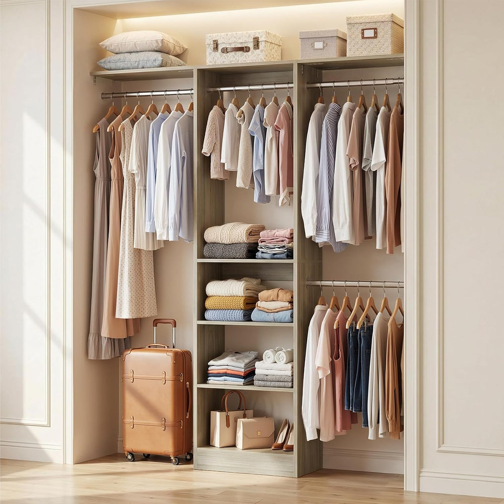 Cyclysio 4FT Closet System for Small Space, 80"H, White Oak