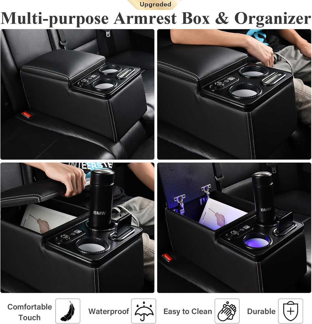 Coverado Car Center Console, Universal Rear Bench Seat Console, Back Seat Car...