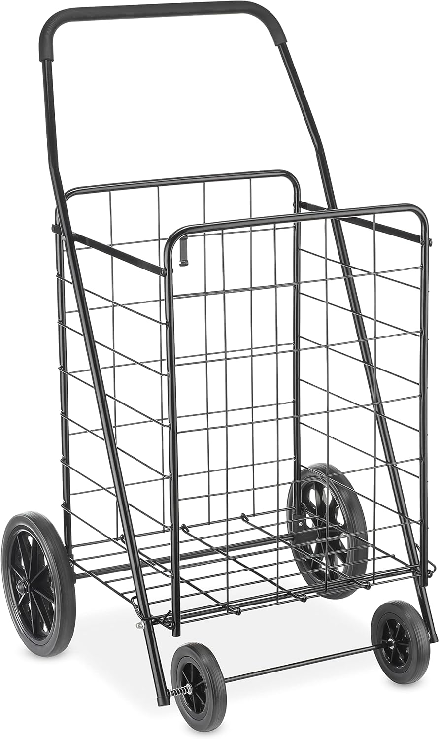 Whitmor Extra Large Utility Foldable Shopping Cart with Wheels, 100 Lb Capaci...