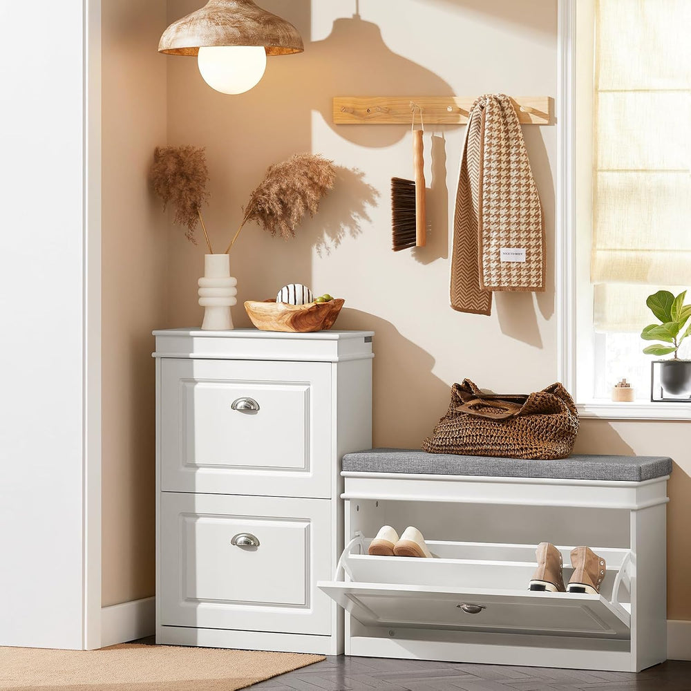 SoBuy Small Shoe Storage Bench, Narrow Shoe Cabinet for Entryway, Shoe Rack w...