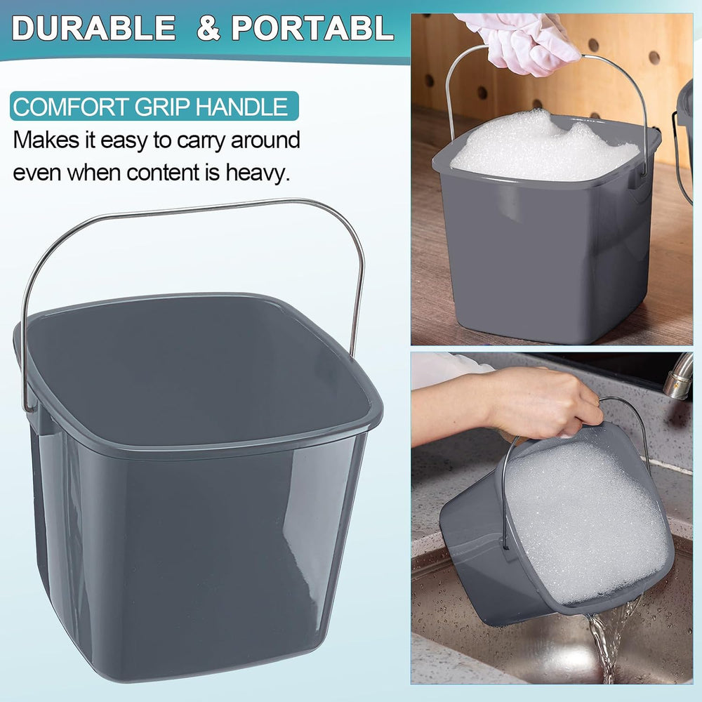 Zhehao 6 Pcs 3 Quart Small Sanitizer Cleaning Bucket, Gray