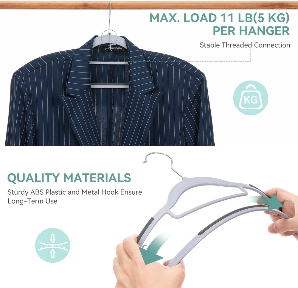 Heavy Duty Plastic Hangers 50 Pack, Non Slip Clothes Hangers with Rubber Pads...