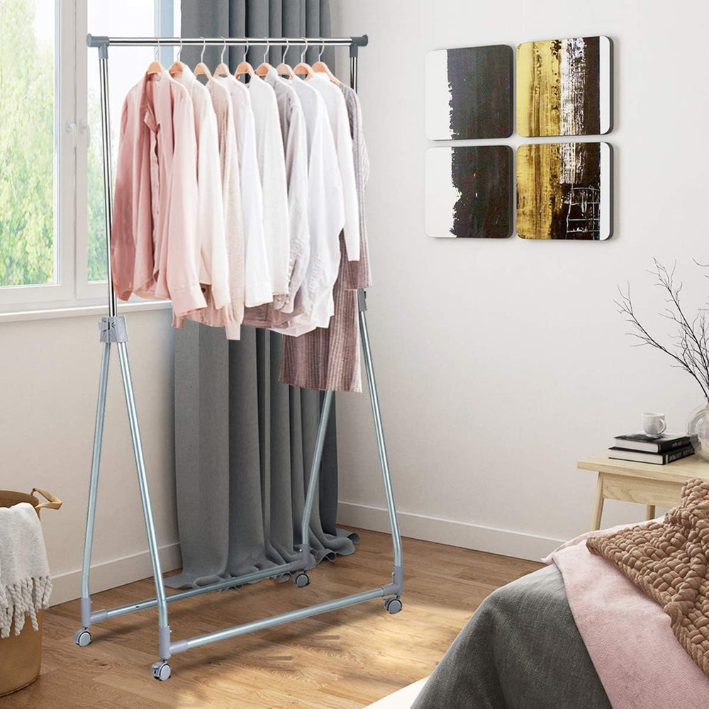 Tangkula Extendable Garment Rack, Heavy Duty Foldable Clothes Rack with Adjus...