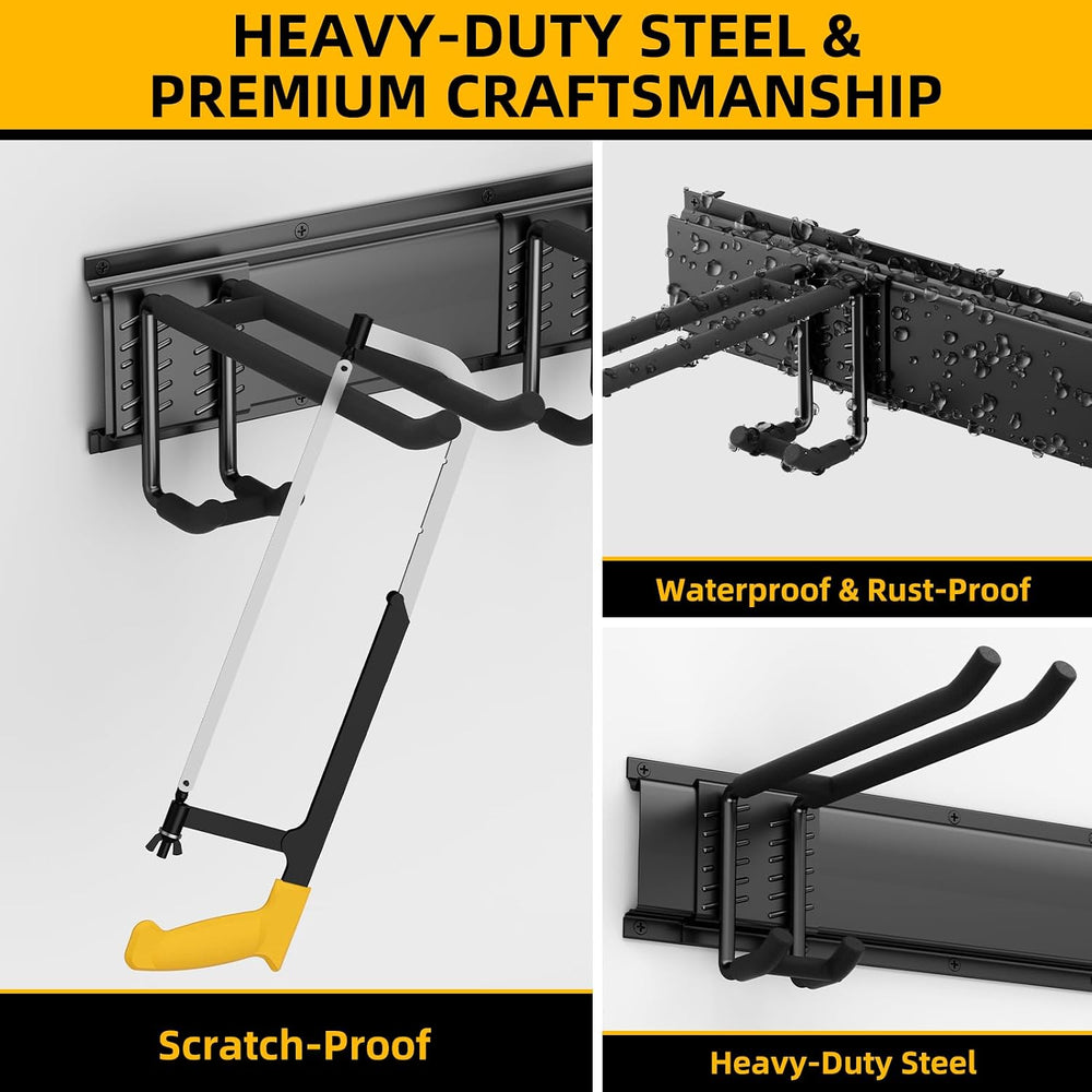 49.5 Inch Garage Tool Organizer, 6 Double-layer Hooks, Holds 440lbs