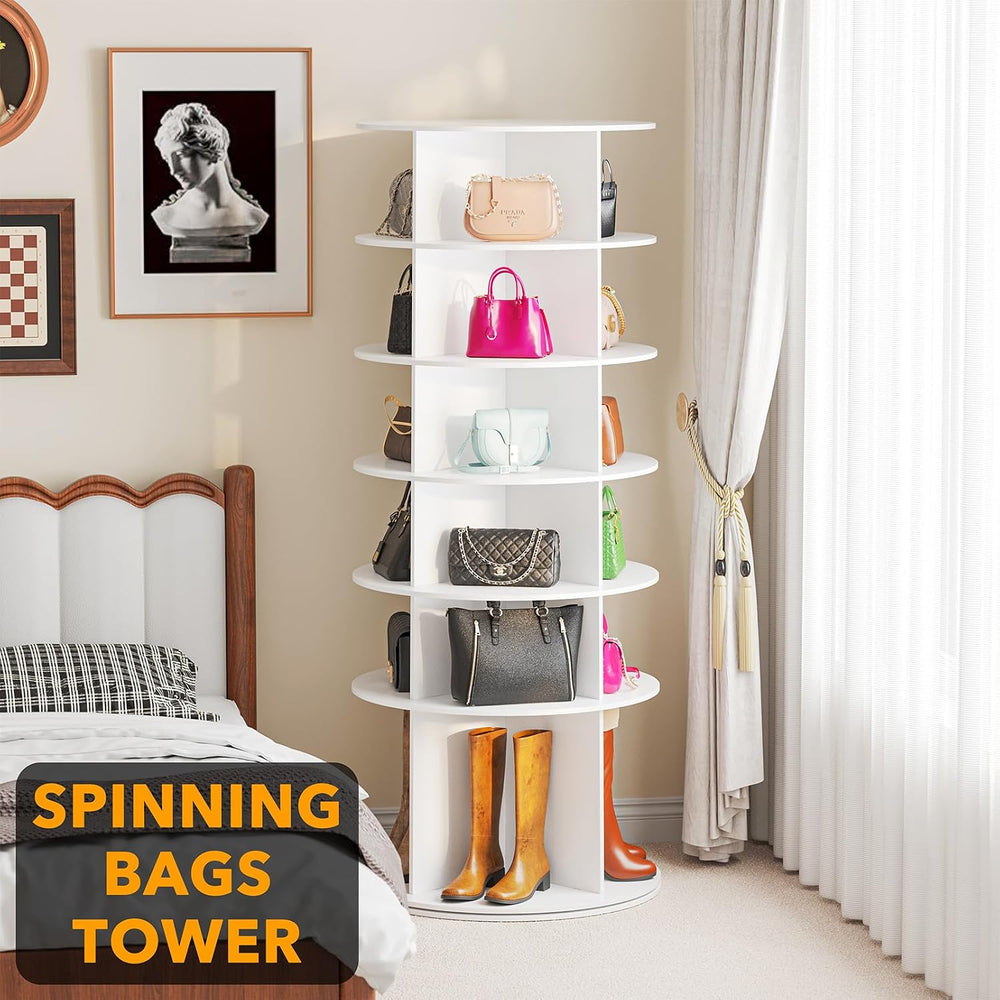 SpaceAid Rotating Shoe Rack 6 Tier Organizer, High Bottom Design Shoe Tower S...