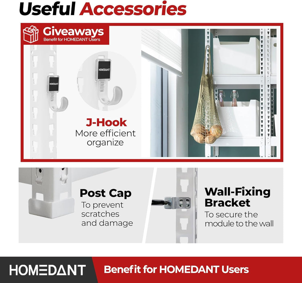 HOMEDANT 47.7" W 5 Tier Heavy Duty Garage Shelving Adjustable Metal Rack...