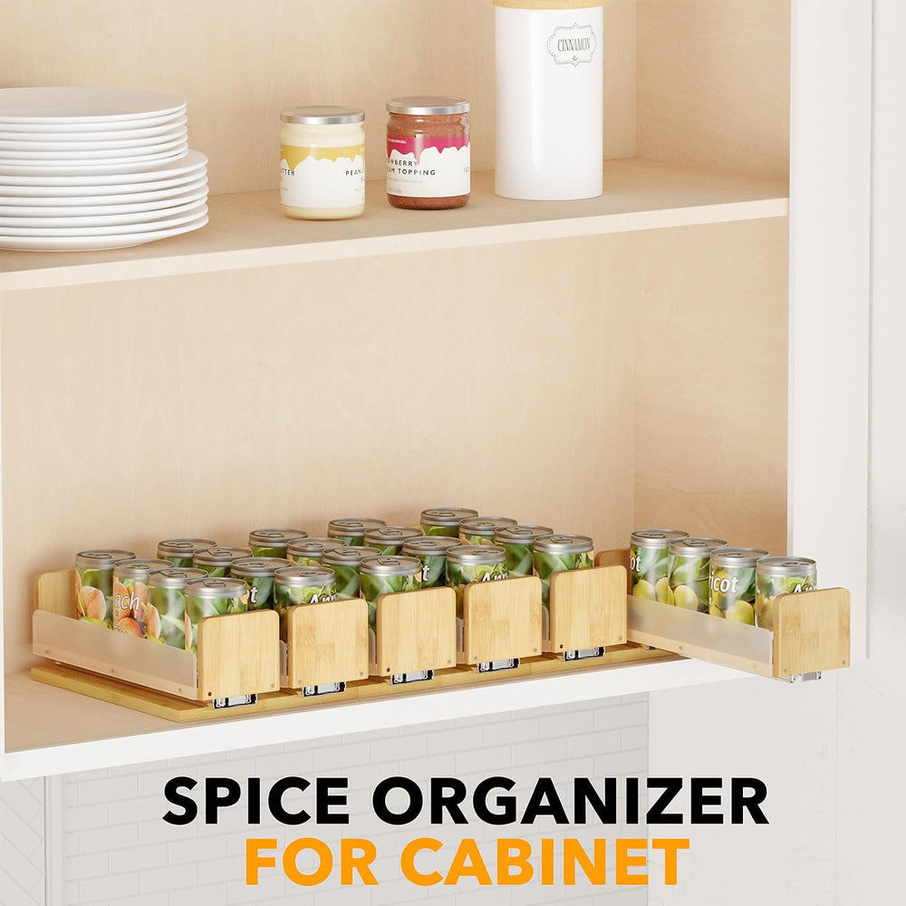 SpaceAid Bamboo Pull Out Spice Rack Organizer for Cabinet, Heavy Duty Slide O...